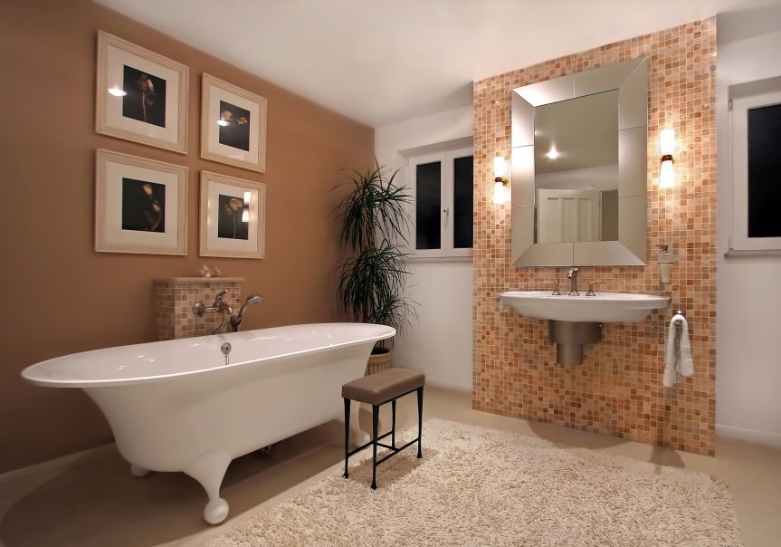 Huge Shabby-Chic Style Bathroom with Open Wet Room Shower