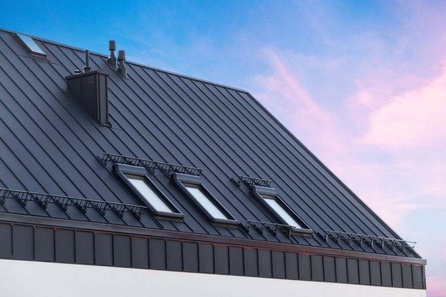 Medium Mansard Roof with Standing Seam Metal Material