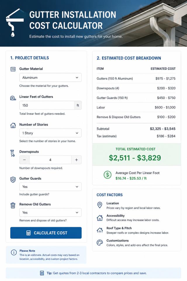 How to Use a Gutter Installation Cost Calculator the Right Way